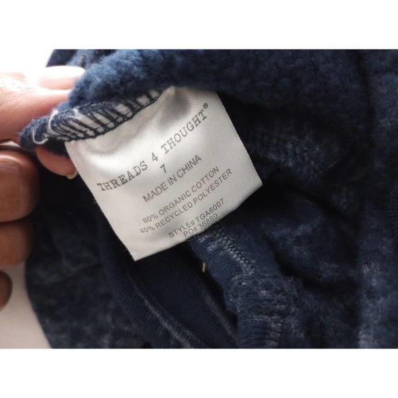 Kid Thread 4 Thought Recycled Polyester Organic Cotton Soft Navy Romper Sz 7 - Picture 4 of 6